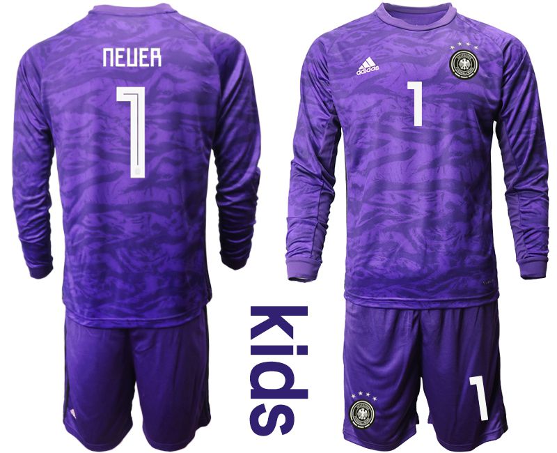 Youth 2019-2020 Season National Team Germany purple long sleeved Goalkeeper #1 Soccer Jersey